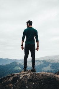 person on top of a mountain